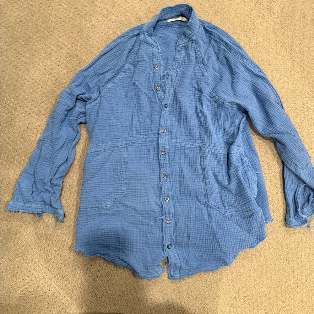 We The Free Sky Blue Textured Top